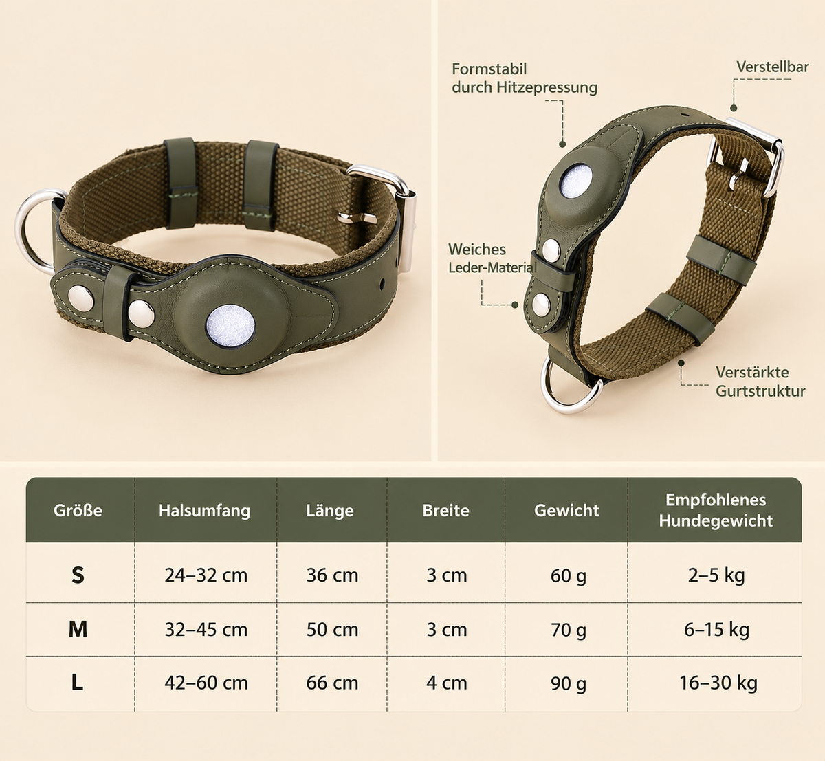 max & marie ® Hundehalsband mit integrierter AirTag-Halterung PAW TRACKER